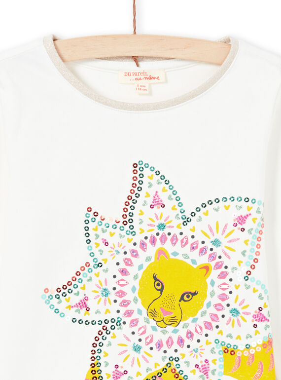 Girl's yellow and ecru t-shirt MATUTEE3 / 21W901K1TML001