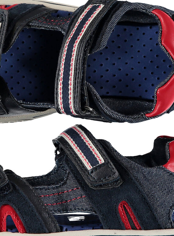 Boys' smart sandals in two fabrics FGSANDSPOR / 19SK36D1D0E070