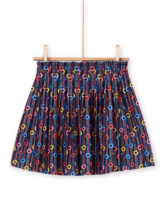 Pink and blue skirt with floral print child girl LAHAJUP / 21S901X1JUP070