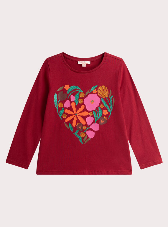 T-shirtRed floral heart animation for girls  VAKOTEE3 / 24W90133TMLF529