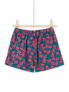 Girl's blue duck and red starfish shorts LABONSHORT2 / 21S901W3SHO716