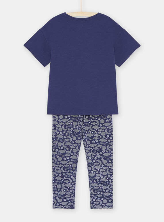 Girl's blue pyjamas with mermaid on the moon motif SEFAPYJMOO / 23WH1131PYJ703