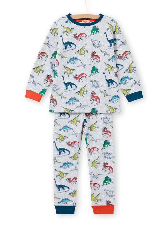 Boy's grey phosphorescent dinosaur print pajama set MEGOPYJAOP / 21WH1282PYJJ922