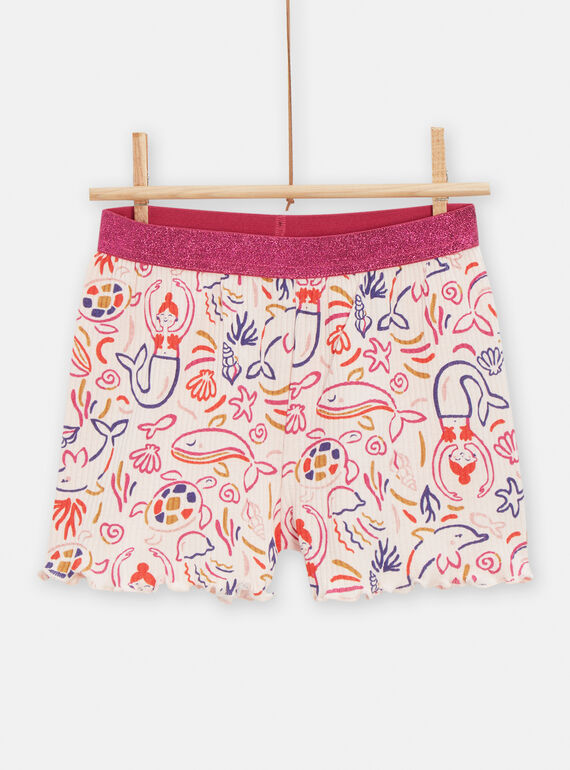 Nude pyjamas with mermaid and dolphin print for girls TEFAPYJCOT / 24SH1152PYJD319