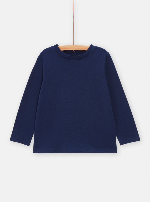 Boys' plain navy T-shirt TOESTEE2 / 24S902V1TML070