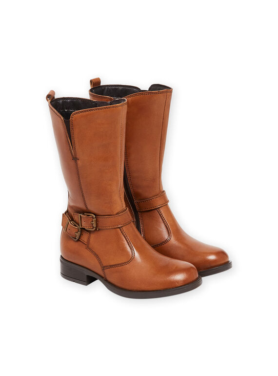 Rider boots with smooth leather strap PABOTTCAMEL / 22XK3591D3W804