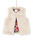 Reversible faux fur vest ecru child girl MAMIXCAR3 / 21W901J3CAR009