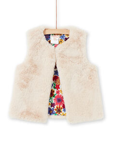 Reversible faux fur vest ecru child girl MAMIXCAR3 / 21W901J3CAR009