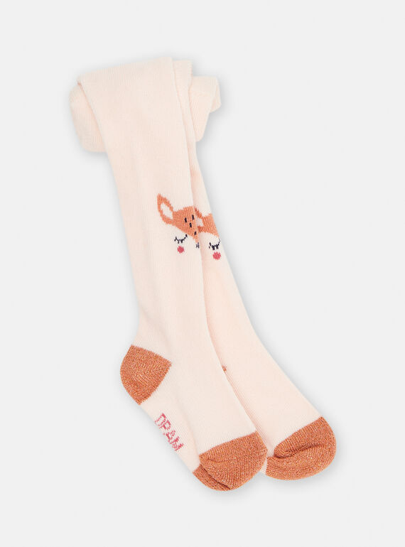 Baby girl pink and orange tights with fawn head motifs SYIJOCOL3 / 23WI09M7COL318
