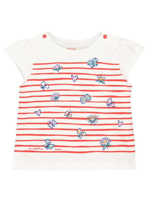 Baby girls' printed short-sleeved T-shirt FITOTI2 / 19SG09L2TMC000