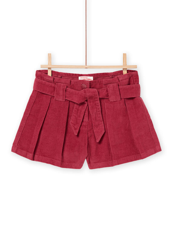 Belted velvet shorts in milleraies PAPRISHORT / 22W901P1SHO718