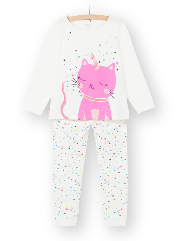 Phosphorescent children's pajamas in jersey with cat pattern LEFAPYJCAT / 21SH1151PYJ001