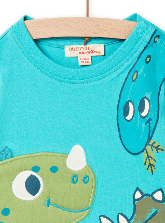 Baby Boy Turquoise Dinosaur T-shirt NUGATEE1 / 22SG10O1TML202