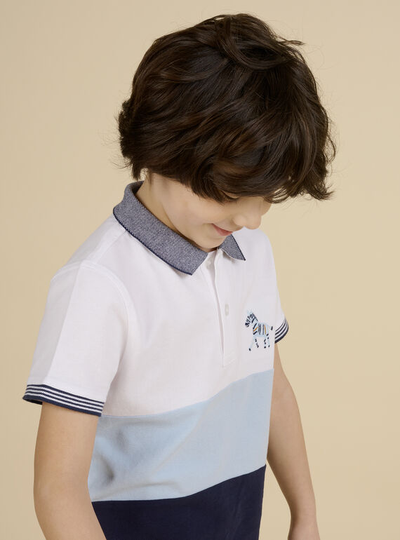 Blue striped polo shirt child boy NOSOPOL / 22S902Q1POL000