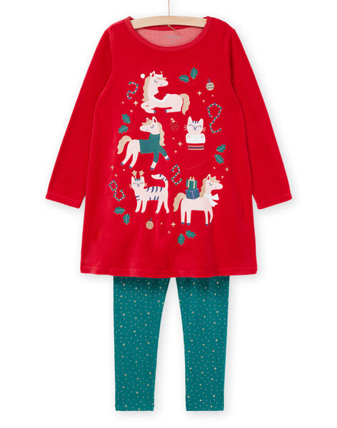 Red and green Christmas pajamas PEFACHUNOE / 22WH1171CHN050