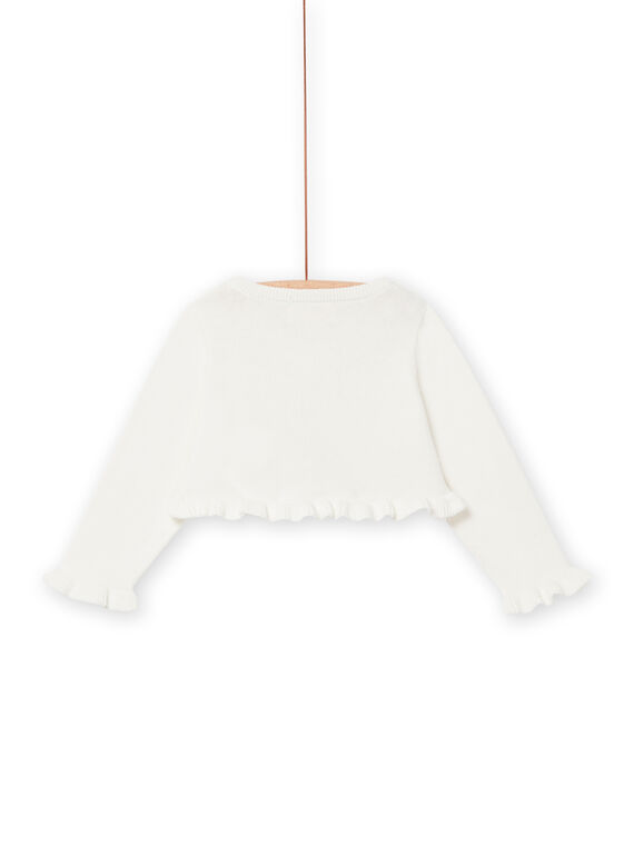 Baby girl ecru knitted cardigan with flowery embroidery NISOCAR / 22SG09Q1CAR001