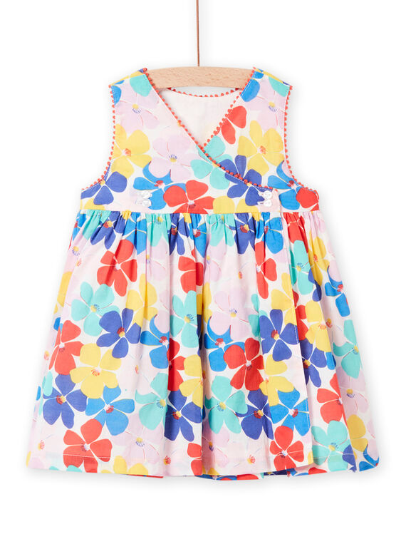 Baby girl sleeveless dress with colorful flower print NILUROB1 / 22SG09P4ROB001