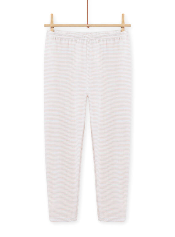 Off white velvet pajama set with swan motif child girl MEFAPYJOST / 21WH1195PYJ001