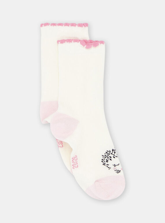 Baby girl ecru socks with hedgehog design SYIVERSOQ / 23WI09B5SOQ001