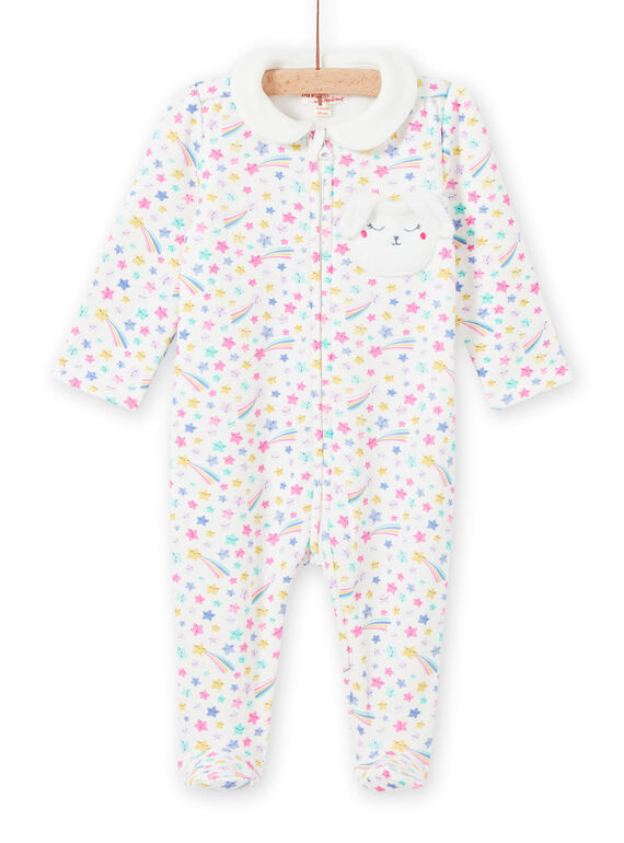 Baby girl fancy print romper with claudine collar MEFIGRENUI / 21WH1395GRE001