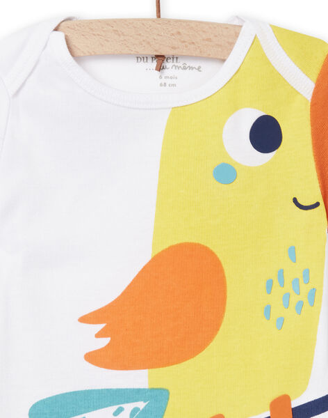 Baby Boy's White Parrot Print Bodysuit NEGABODPER / 22SH14I3BDL000