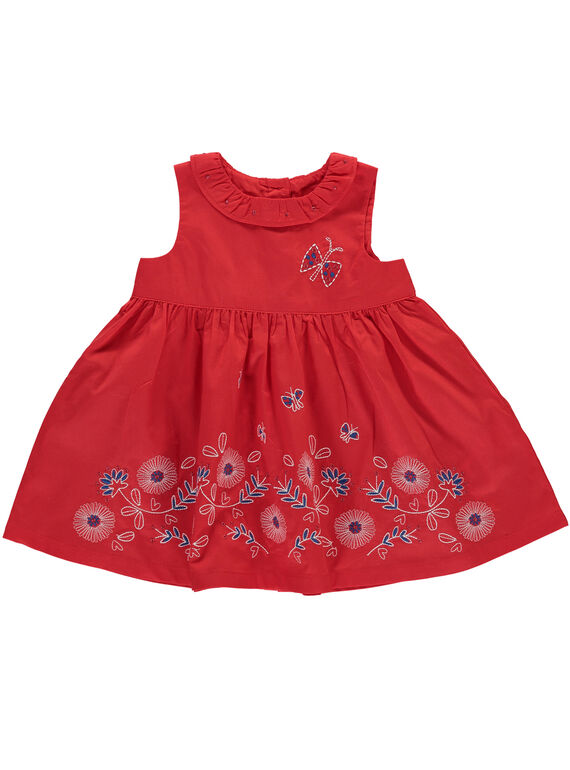 Baby girls' embroidered red dress FITOROB3 / 19SG09L3ROB330