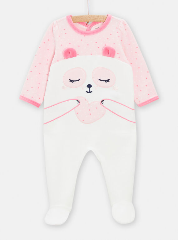 Pink romper with 3D panda ears for baby girl TEFIGREPAN / 24SH1346GRE321
