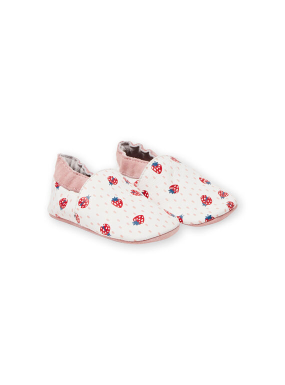 Baby girl's ecru, pink and red slippers LNFAOP / 21KK3711D3S001