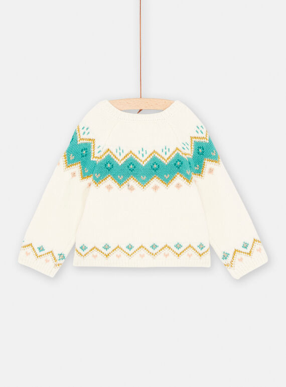 Ecru baby girl knit cardigan SIDUCAR / 23WG09P1CAR001