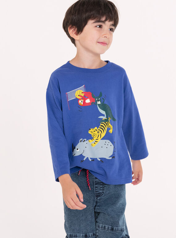 Blue electric animal animation T-shirt for boys  VOROTEE4 / 24W902P3TML217