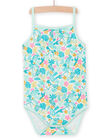 Baby girl turquoise bodysuit with jungle print NEFIBODTUR / 22SH13J2BDL001