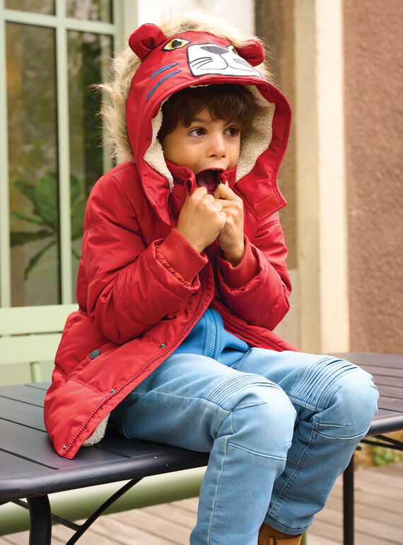 Red hooded down jacket SOGRODOU2 / 23W902D2D3E410