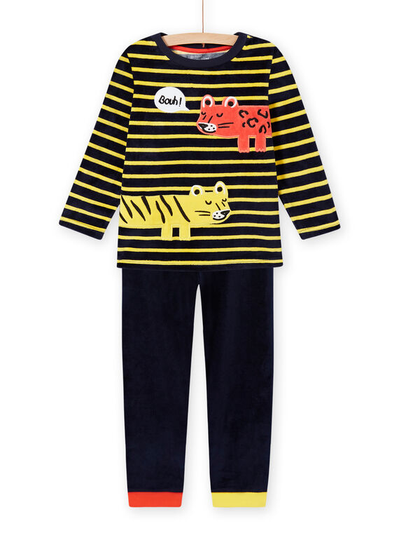 Child boy's animal print pyjama set in velvet MEGOPYJRAY / 21WH1291PYJ705