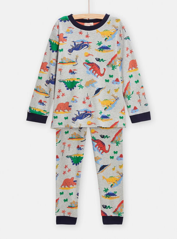 Grey pyjamas with dinosaur print for boys TEGOPYJAOP / 24SH124CPYJJ922