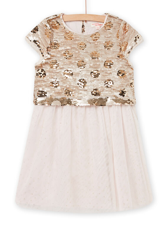 Child girl light gold dress with reversible sequins NASOROB3 / 22S901Q4ROBK008