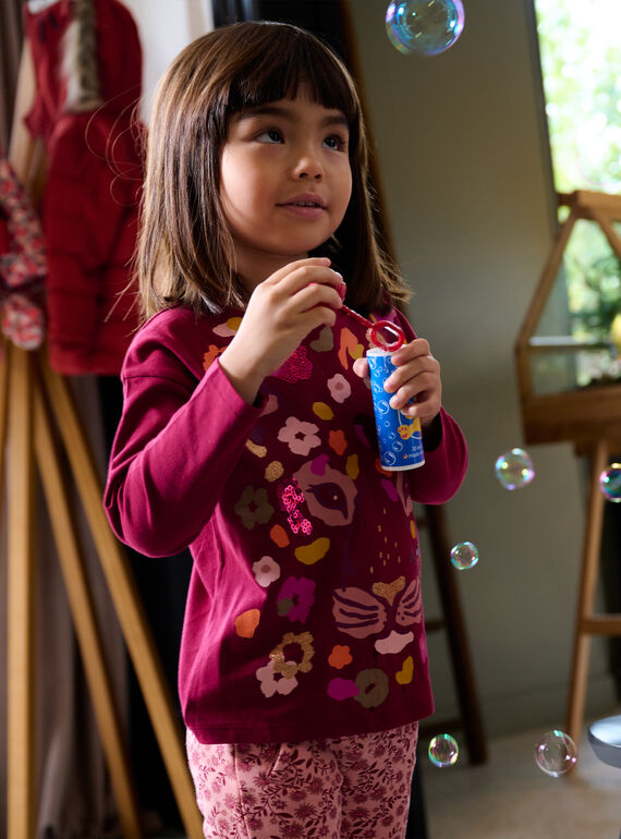 Plum t-shirt with panther animation SACOUTEE1 / 23W901L3TML709