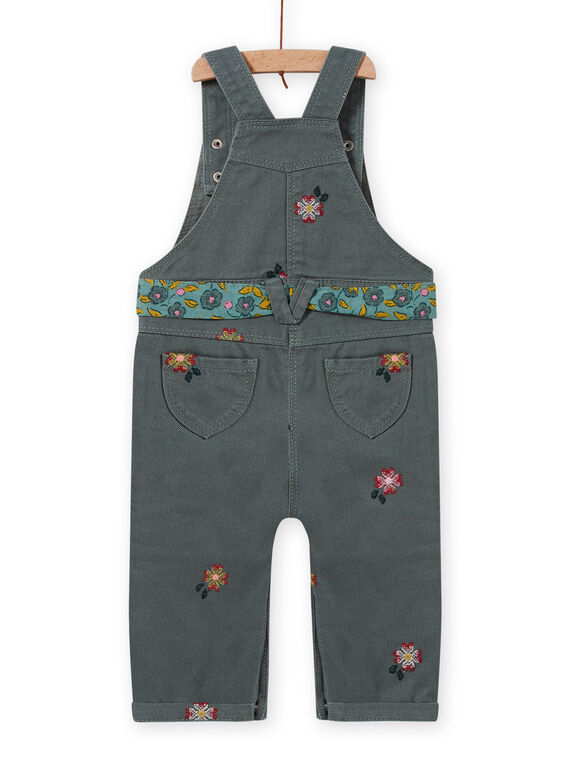 Baby girl khaki floral embroidery overalls MIKASAL / 21WG09I1SAL626