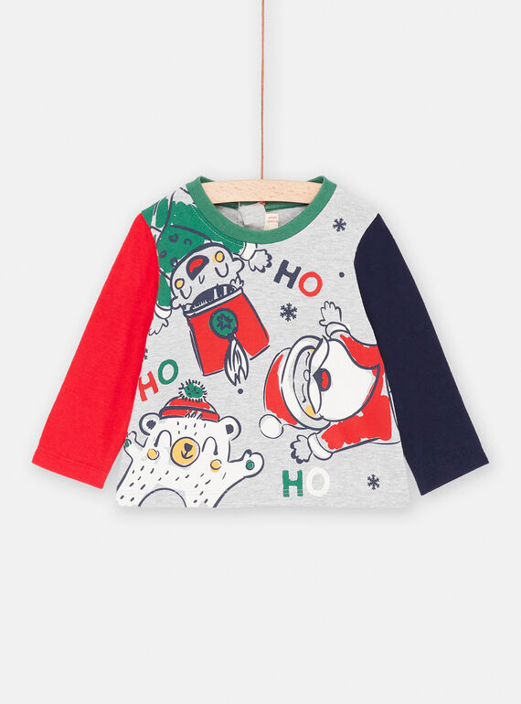 Baby Boy Medium Heather Grey Christmas T-Shirt SUWAYTEE / 23WG10S1TMLJ922