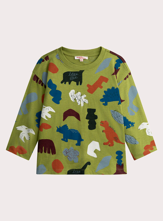 Dinosaur printed apple green T-shirt for boys  VOKLITEE3 / 24W90244TML617