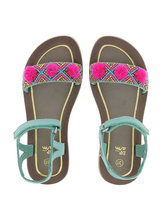 Girls' leather sandals CFSANDPOM / 18SK35WHD0E202