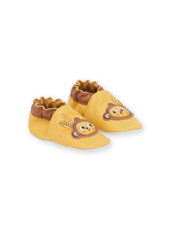 Yellow leather slippers with monkey patch RUCHOSMONK / 23KK3843D3S010