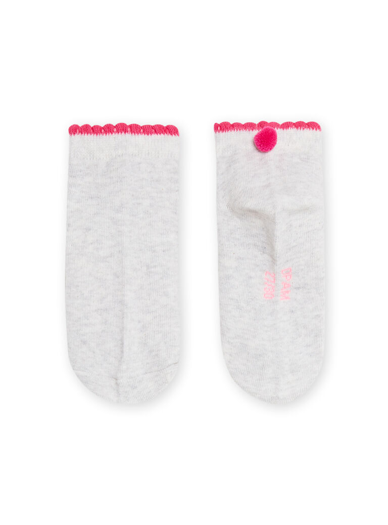 Child girl grey socks with pompons NYAJOSCHO1D / 22SI0167SOQJ920