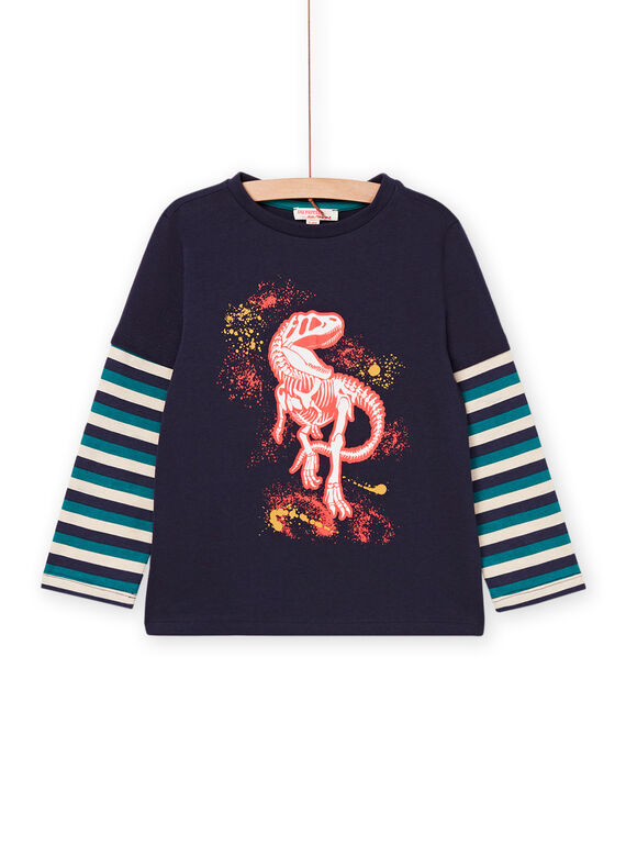 Striped long sleeve t-shirt with dinosaur design POPRITEE4 / 22W902P1TML705