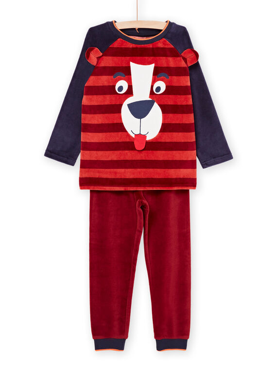 Velvet pyjama set with bear print pants PEGOPYJOURS / 22WH1232PYJE415