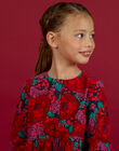 Girl's corduroy floral print long sleeve dress MAFUNROB1 / 21W901M3ROBH703