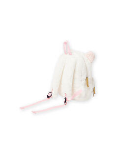 Pink cat backpack in fake fur for baby girl MYICLASAC / 21WI09G1BES001