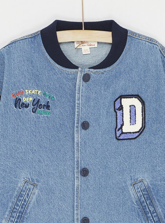 Blue two-component jacket in denim and fleece SOLINGIL / 23W902H1GILP274