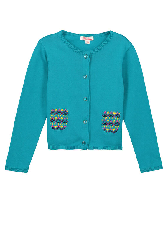 Girls' cotton knit cardigan FATUCAR / 19S901F1CAR202