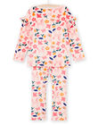 Pajama T-shirt and velvet pants set with floral print PEFAPYJMAX / 22WH1137PYJD327