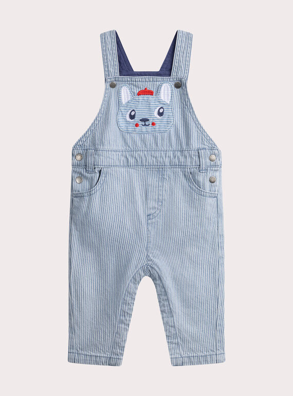 Baby boys' navy striped dungarees WUKASAL / 25SG1032SALC244